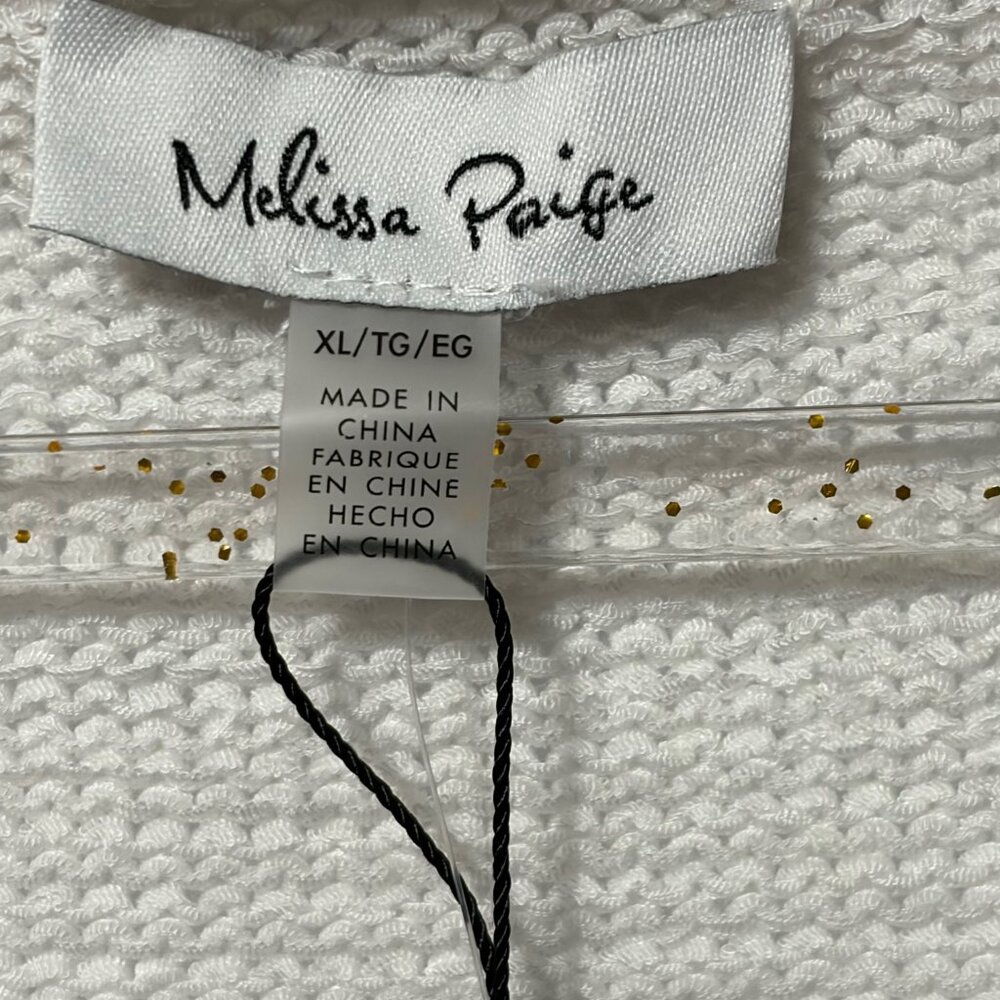 Melissa Paige V-Neck Sweater XL Snow White Knit Short Sleeve Boxy Oversized Chic - Picture 5 of 7